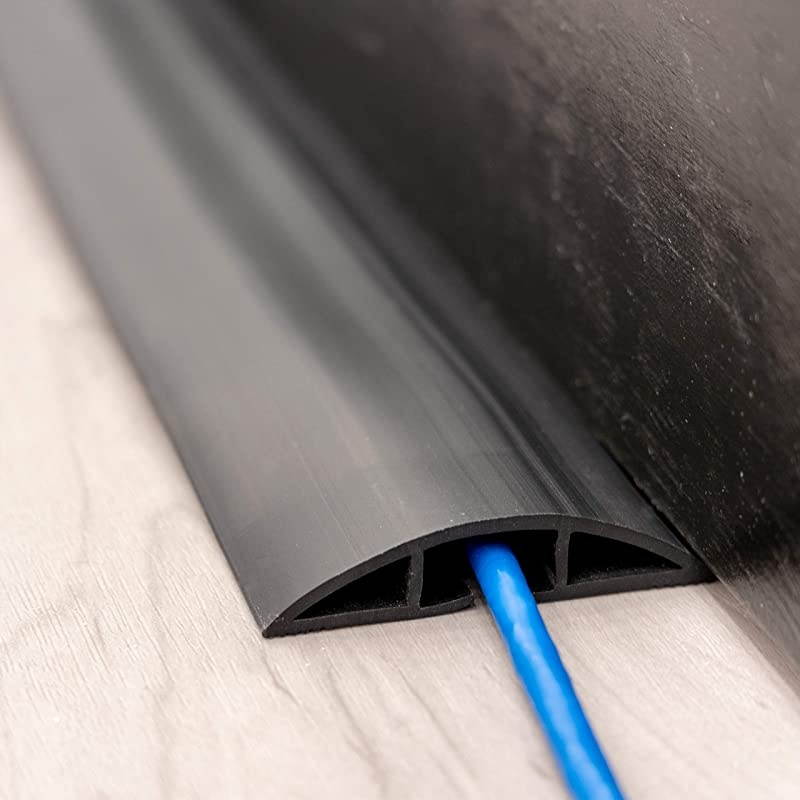 Black 6 Ft Floor Cord Cover Rubber Low Profile Cable Protector 43003