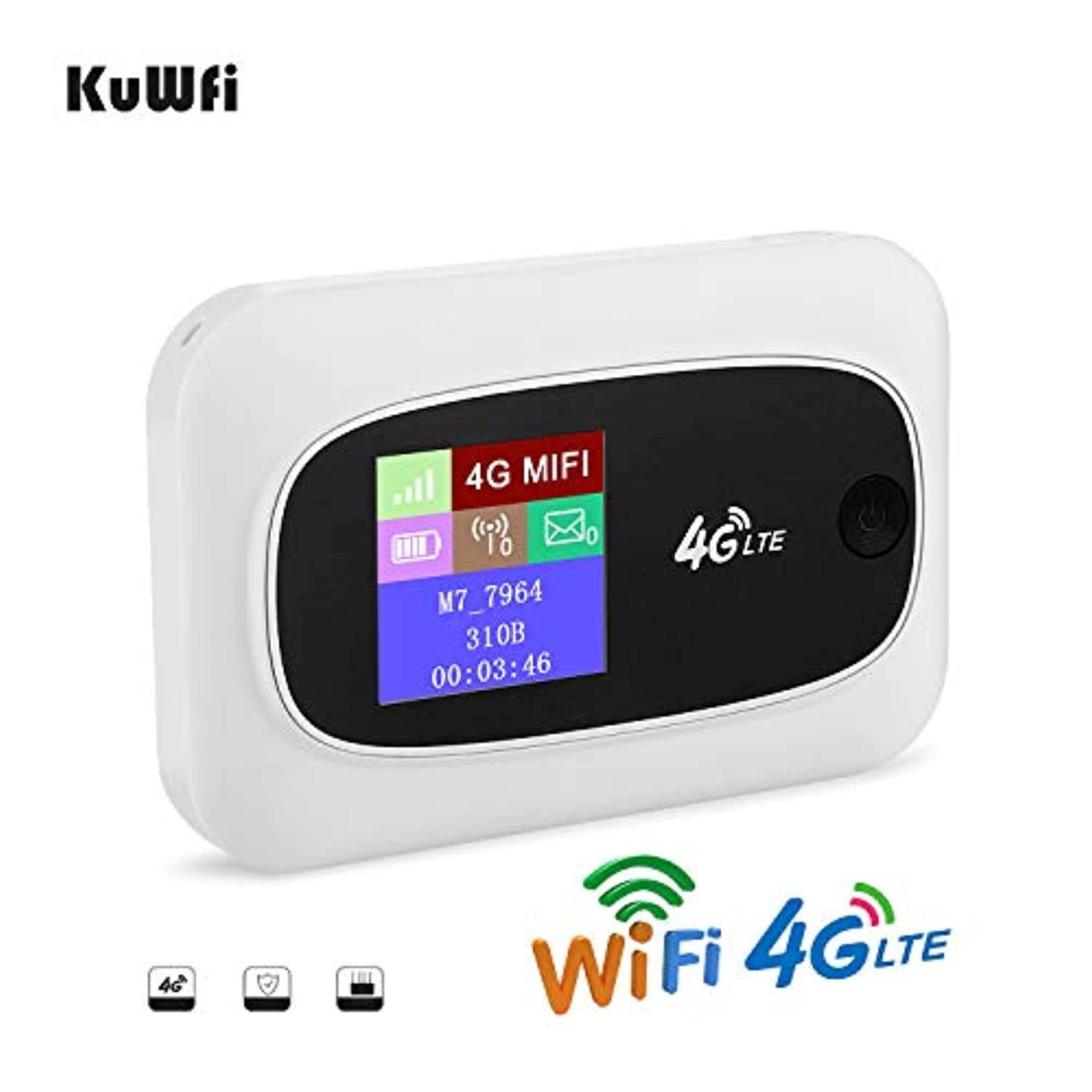 KuWFi High Speed Wireless Pocket Router, 4G Mini LTE Router with SIM Card Slot 4G Mobile WiFi Hotspot for Asia Europe Africa North America Oceania - Global