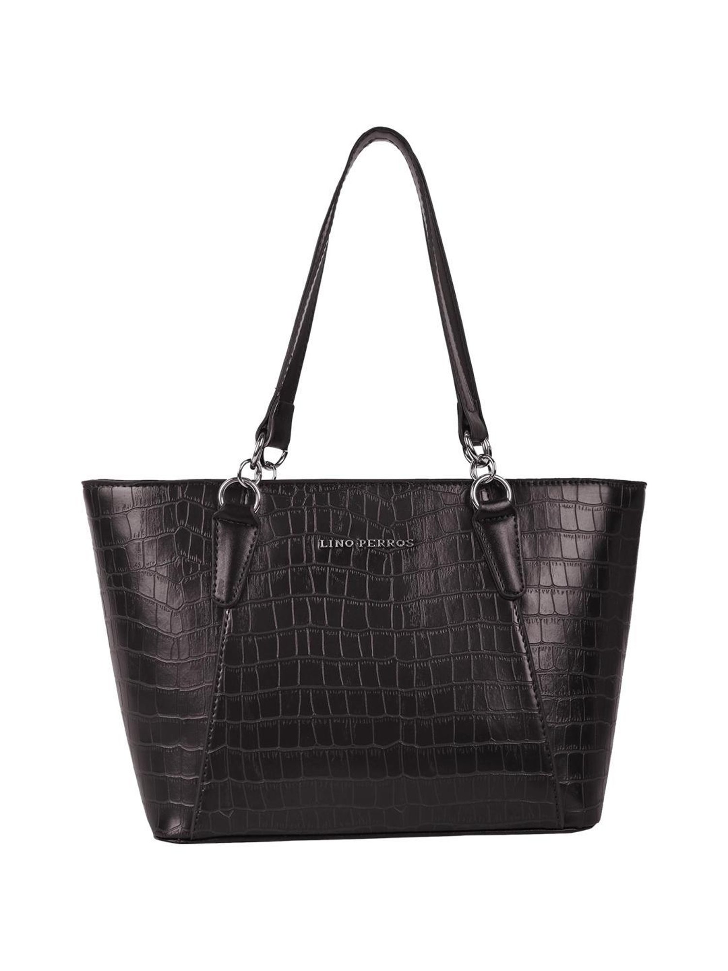 Lino Perros Brown Synthetic Textured Tote Handbag
