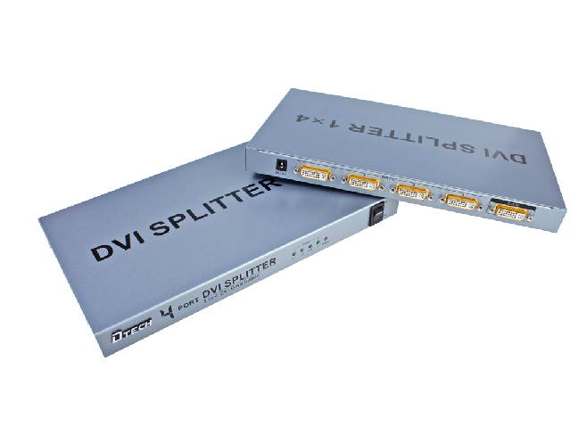 DTECH 4 Way DVI Video Splitter Box Distribution Amplifier 1 in 4 out Splits 1 Video Signal into Multi Monitors Supports Cascade Connection (DT-7024)