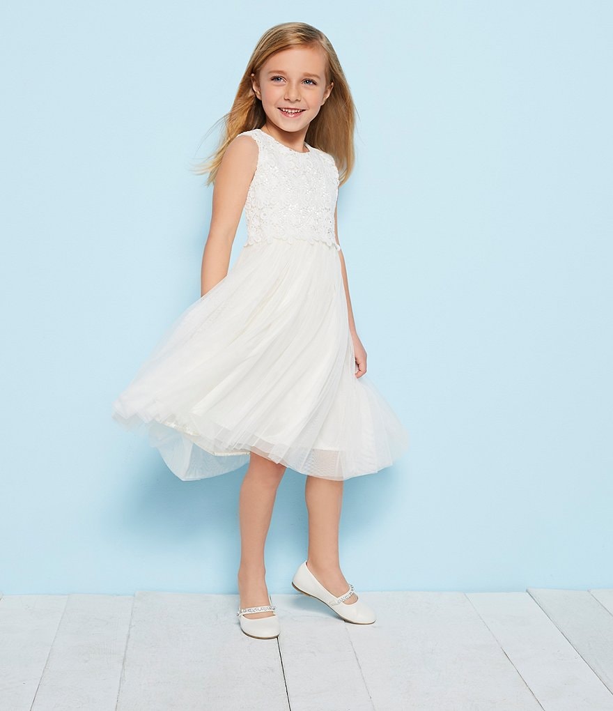 Popatu Little/Big Girls 2-8 Lace/Tulle Tie-Back Dress