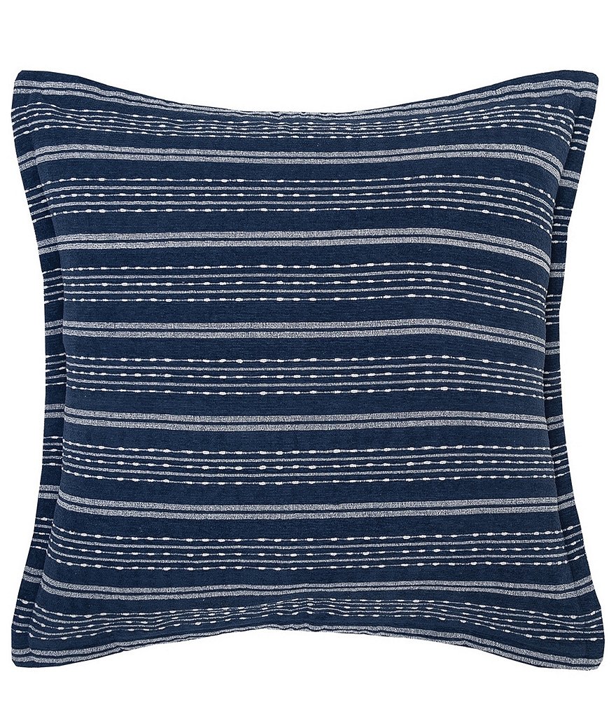 ELISABETH YORK Chenille Blue Multi Stripe Euro Sham