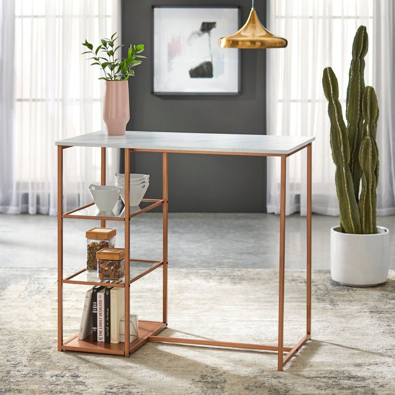 3pc Capella Counter Height Table Dining Sets White/Gold - Buylateral