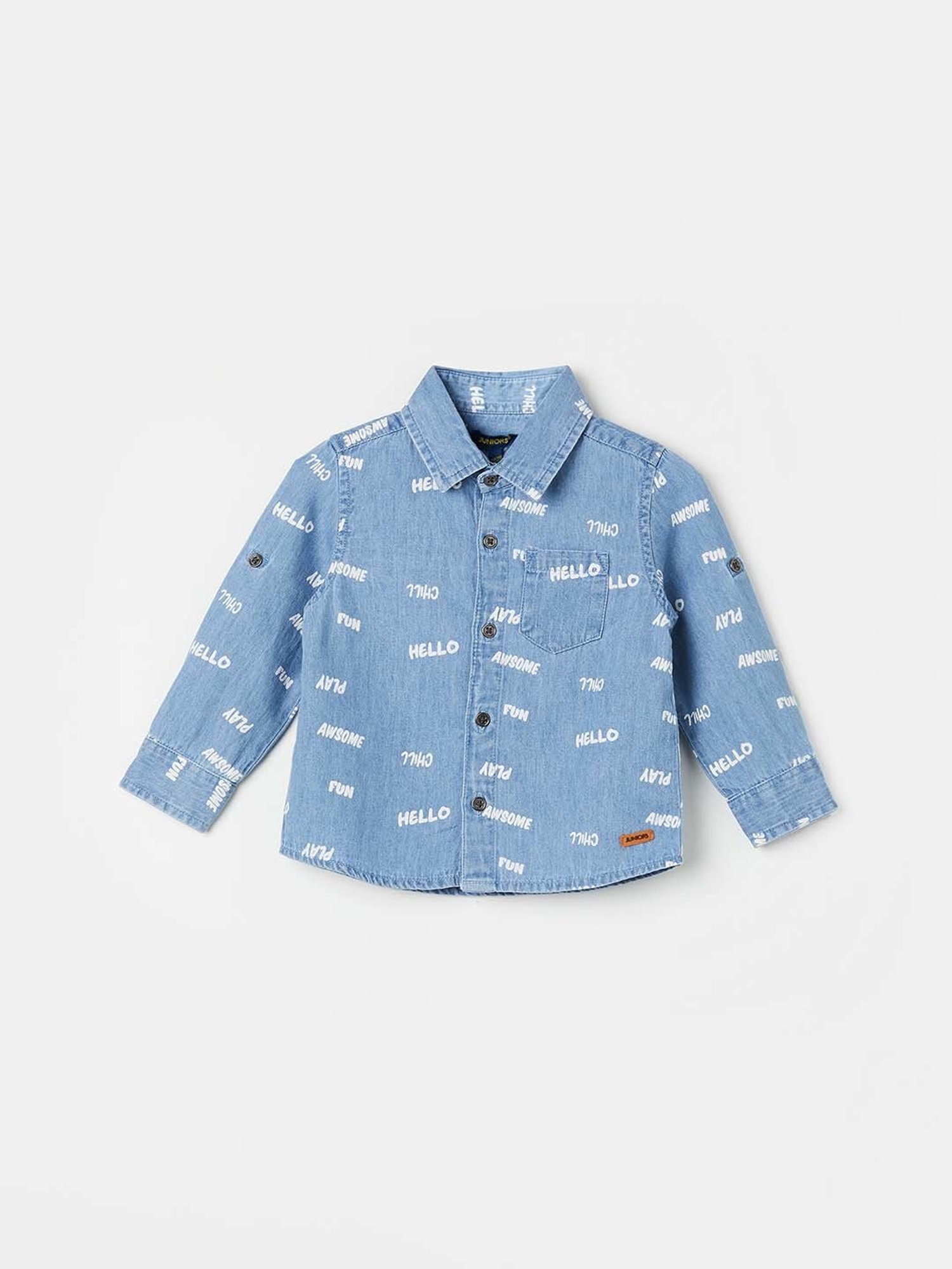 Juniors by Lifestyle Blue Cotton Printed Full Sleeves Shirt