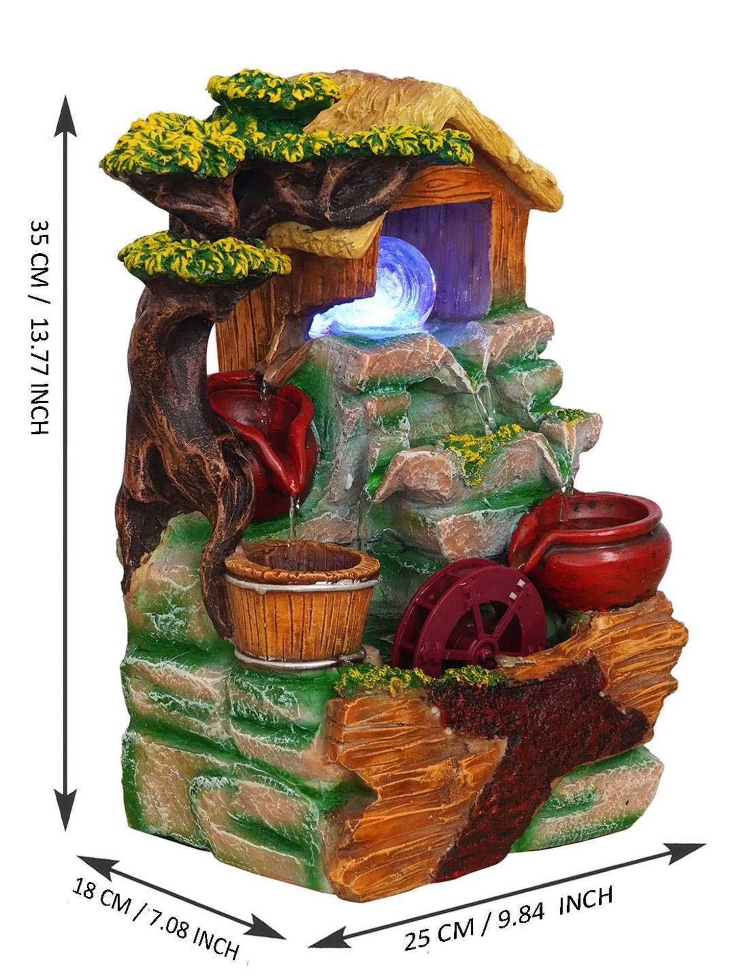 CHRONIKLE Multicolor Polyresin Table Top 3 Steps Waterfall Fountain