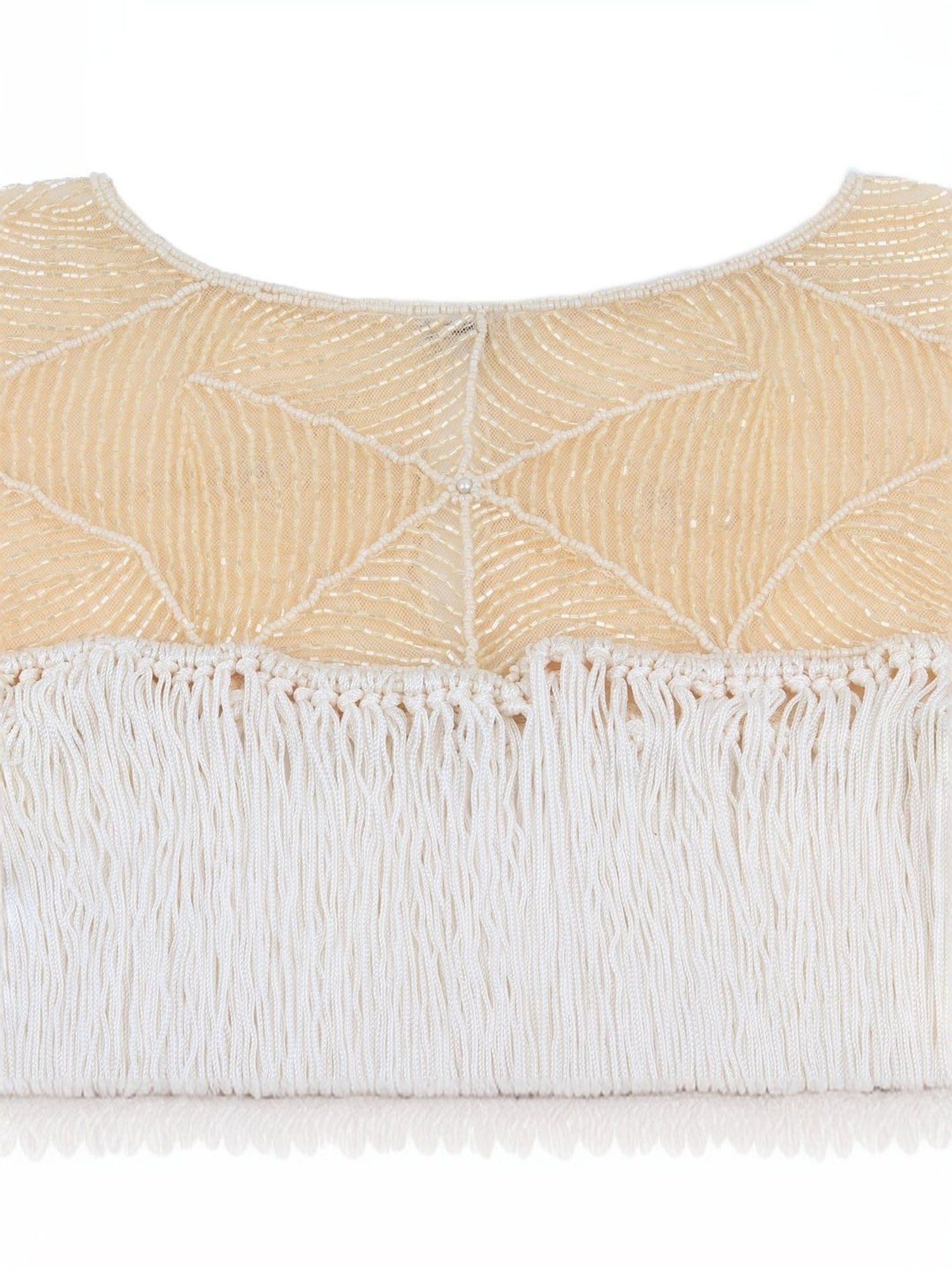Odette White Embellished Fancy Cape