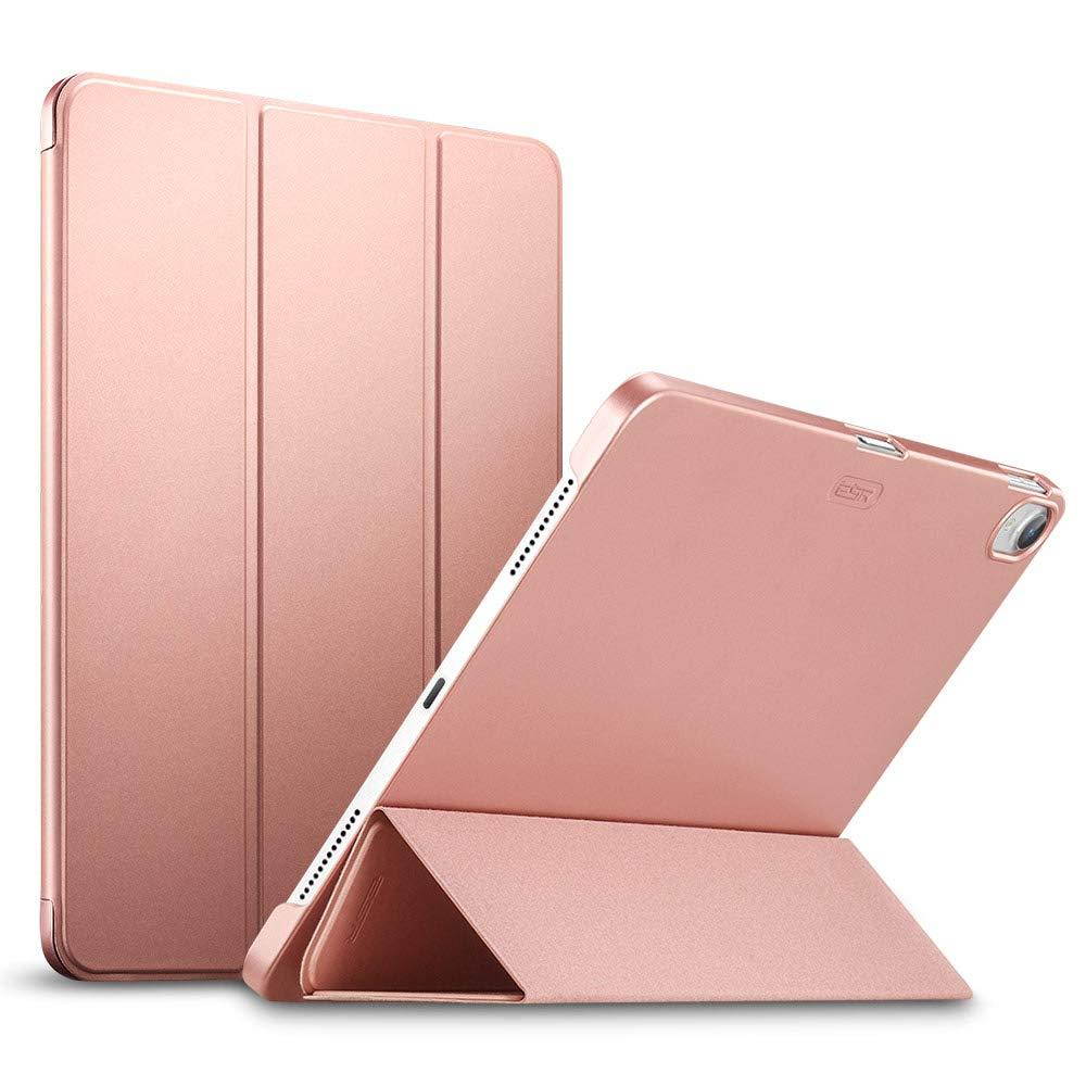 ESR Yippee Premium Trifold Case for iPad Pro 11", [Rubber Cover] Slim Fit Smart Case with Rubber Back Cover [Apple Pencil Charging not Supported] Compatible with iPad Pro 11" 2018, Rose Gold
