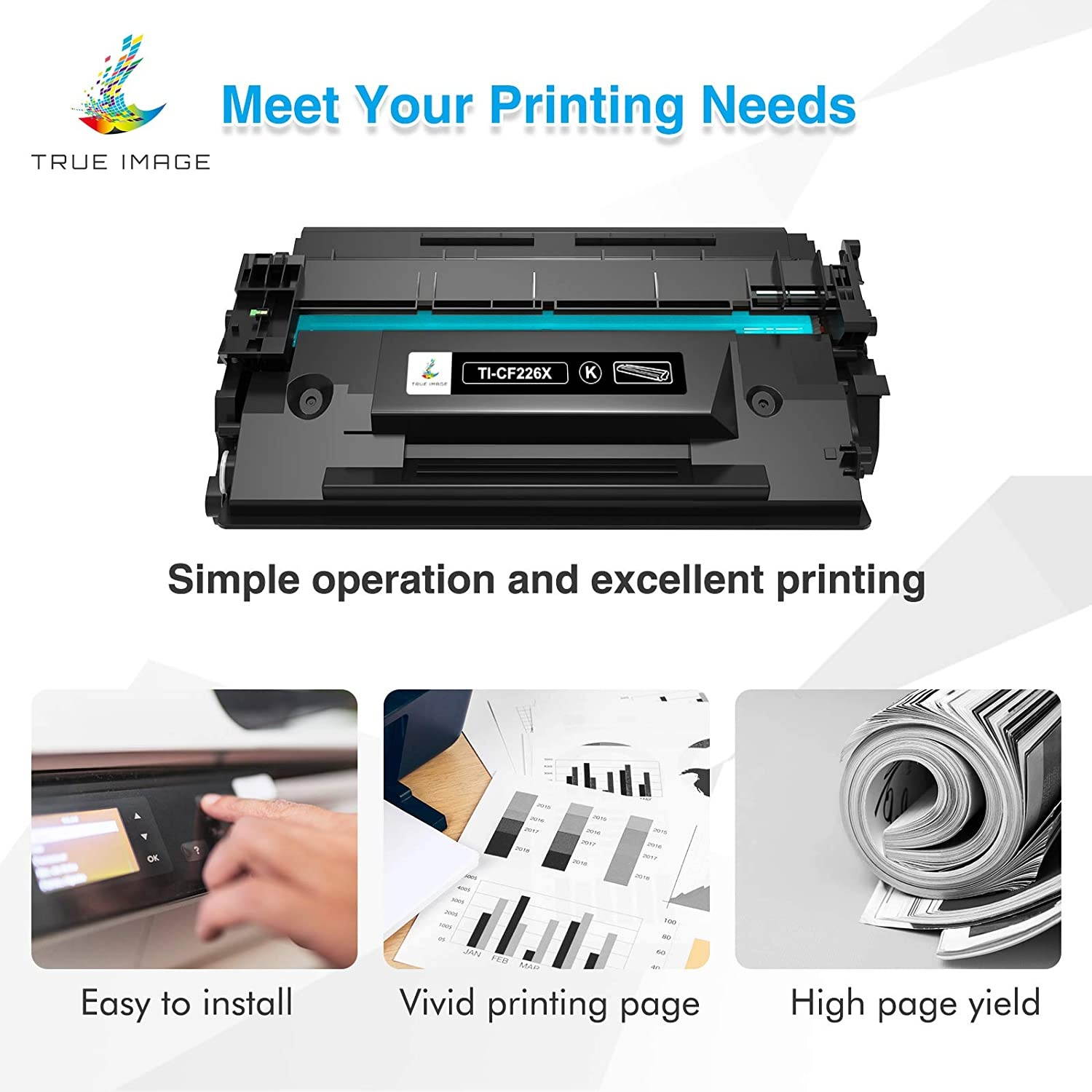 TRUE IMAGE Compatible Toner Cartridge Replacement for HP 26X CF226X 26A CF226A M426fdw Laserjet Pro M402n M402dn MFP M426fdn M426dw M426 M402 M402d M402dw Printer Ink High Yield (Black, 4-Pack)