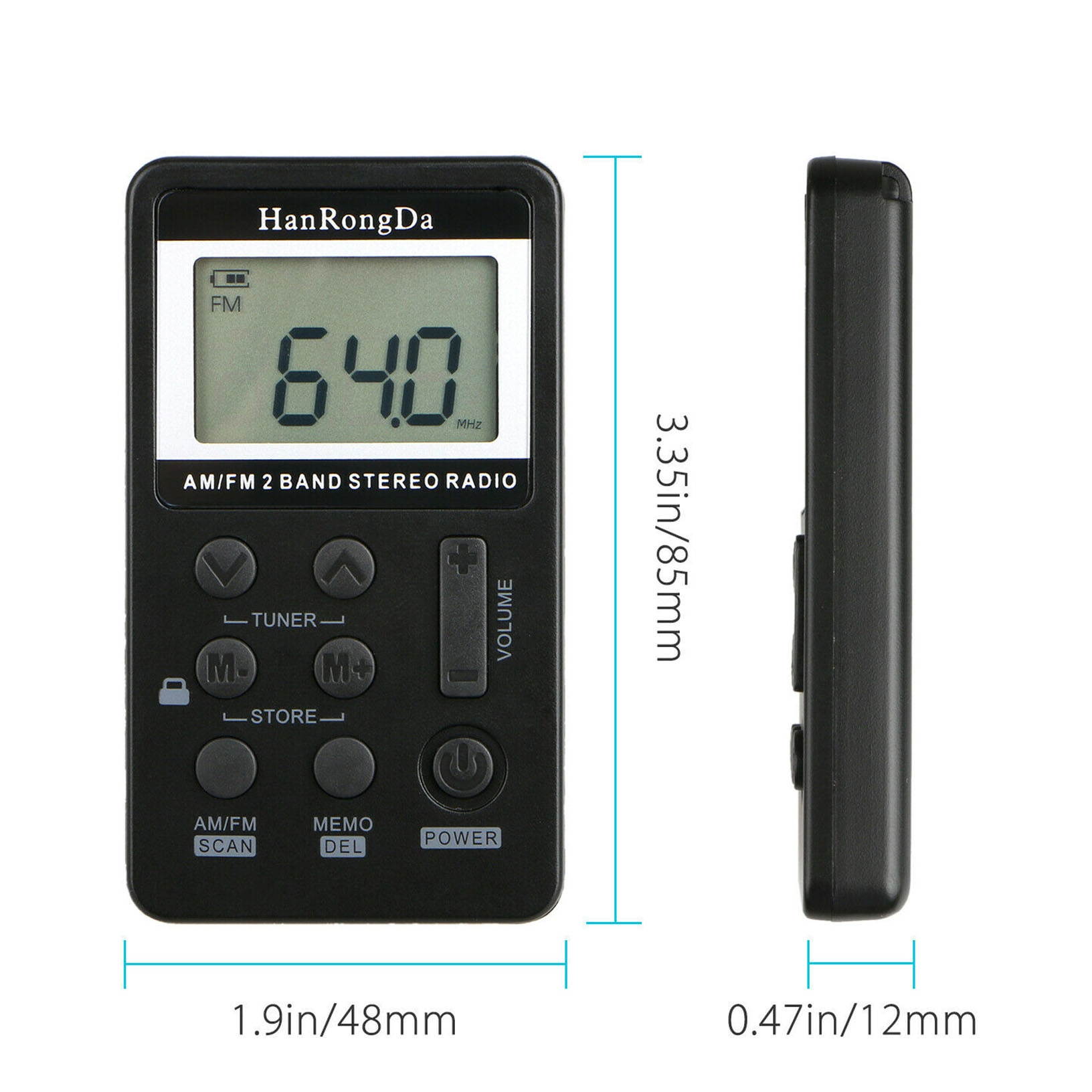 Mini Digital Portable Pocket LCD AM FM Radio 2 Band Stereo Receiver Headphone