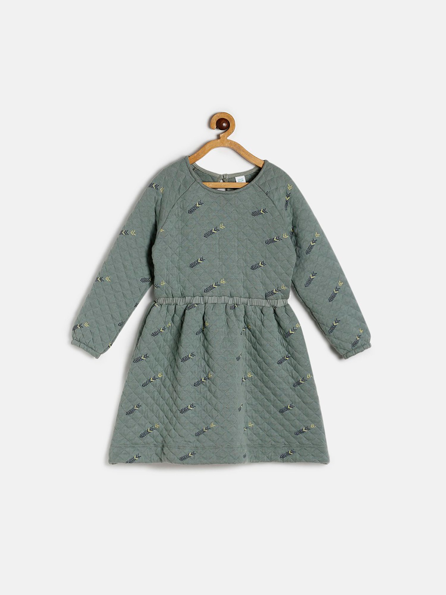 MINIKLUB Kids Green Printed Full Sleeves Dress