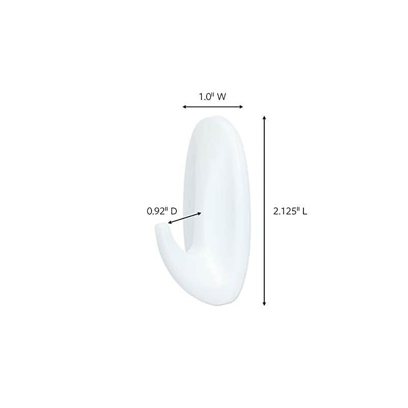 Small Designer Hooks, White, 2-Hooks, 4-Strips, 6-Pack, Organize Damage-Free
