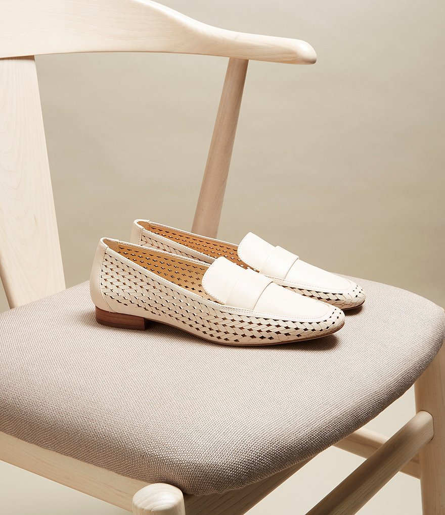 Alex Marie Arlias Perforated Woven Detail Loafers