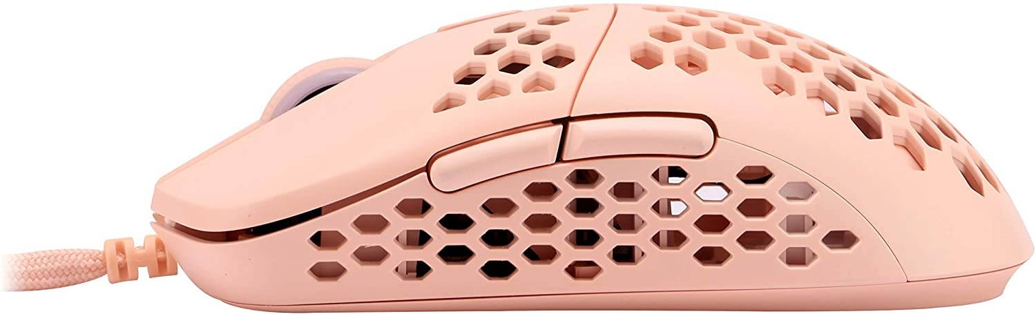 HK Gaming Mira S Ultra Lightweight Honeycomb Shell Wired RGB Gaming Mouse - Up to 12 000 cpi | 6 Buttons - 61g Only (Mira-S Rose Quartz)