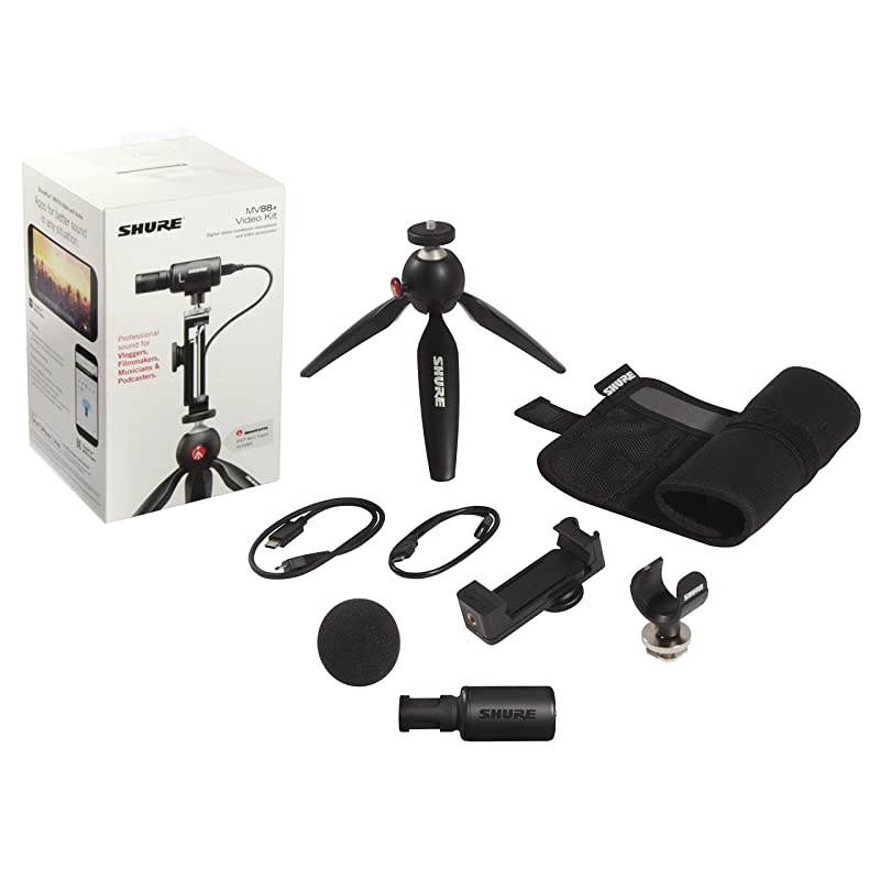 Portable Videography Bundle with SE215 Earphones and MV88+ Video Kit including Digital Stereo Condenser Microphone