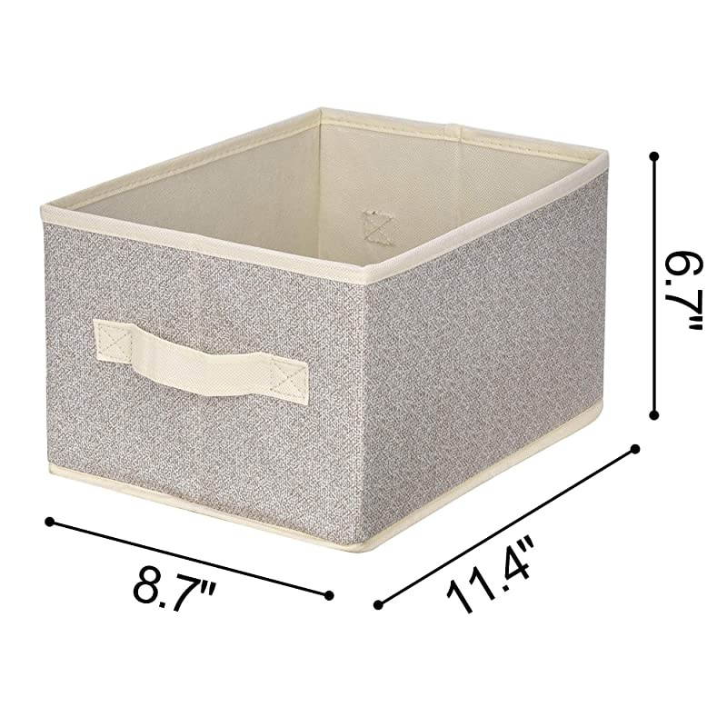 Storage Bin for Shelves Fabric Closet Organizer Shelf Cube Box with Handle Home Office Storage Baskets Medium Beige 3Pack
