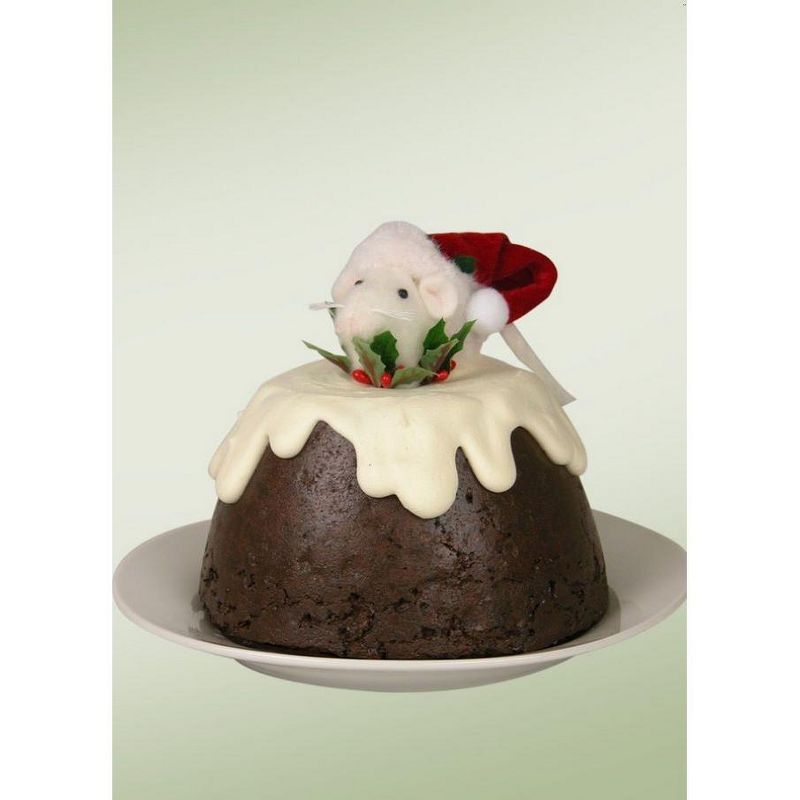 Byers Choice 7" Decorative White Mouse in Plum Pudding Table Top Christmas Figure