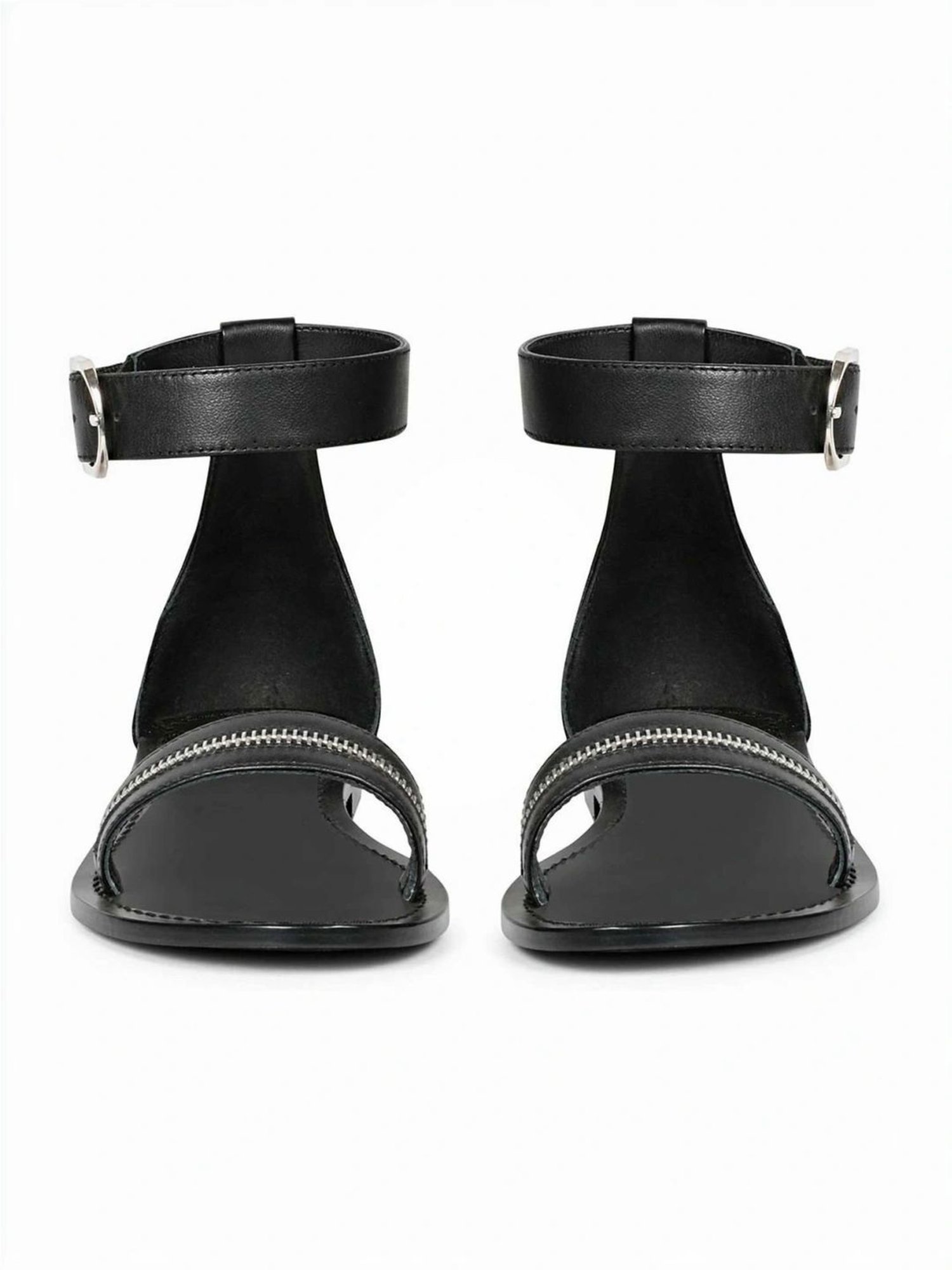 Saint G Women's Zip Decor Black Ankle Strap Sandals