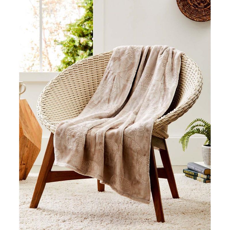 Sheridan Ultra Cozy and Comfy Elephant Emblem Jacquard Throw 50" x 60" - Beige