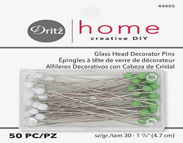 Dritz Home 44005 Decorator's Glass Head Pins, 1-7/8-Inch (50-Piece)