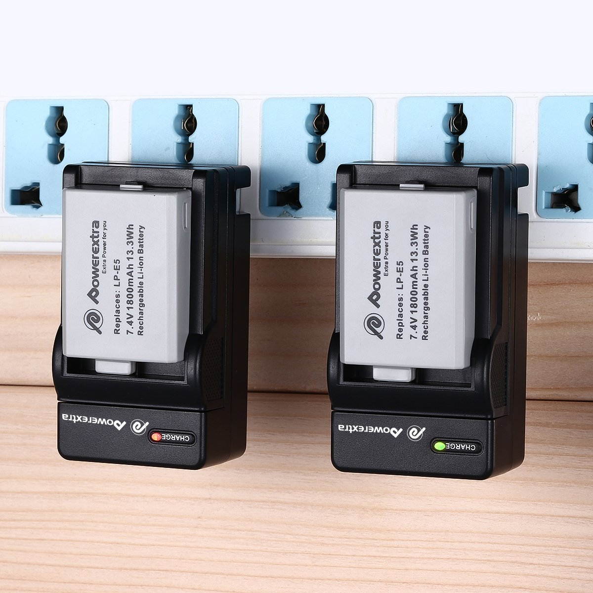 Powerextra 2 Pack 1800mAh 7.4v LP-E5 LPE5 Replacement Battery For Canon Rebel Xs Xsi T1i 450D 1000D Digital Camera