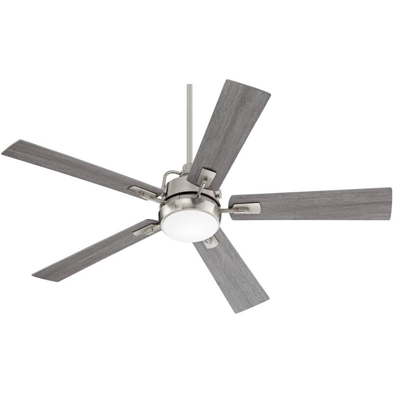 60" Casa Vieja Farmhouse Ceiling Fan with Light LED Dimmable Remote Brushed Nickel Gray Oak for Living Room Kitchen Bedroom Family