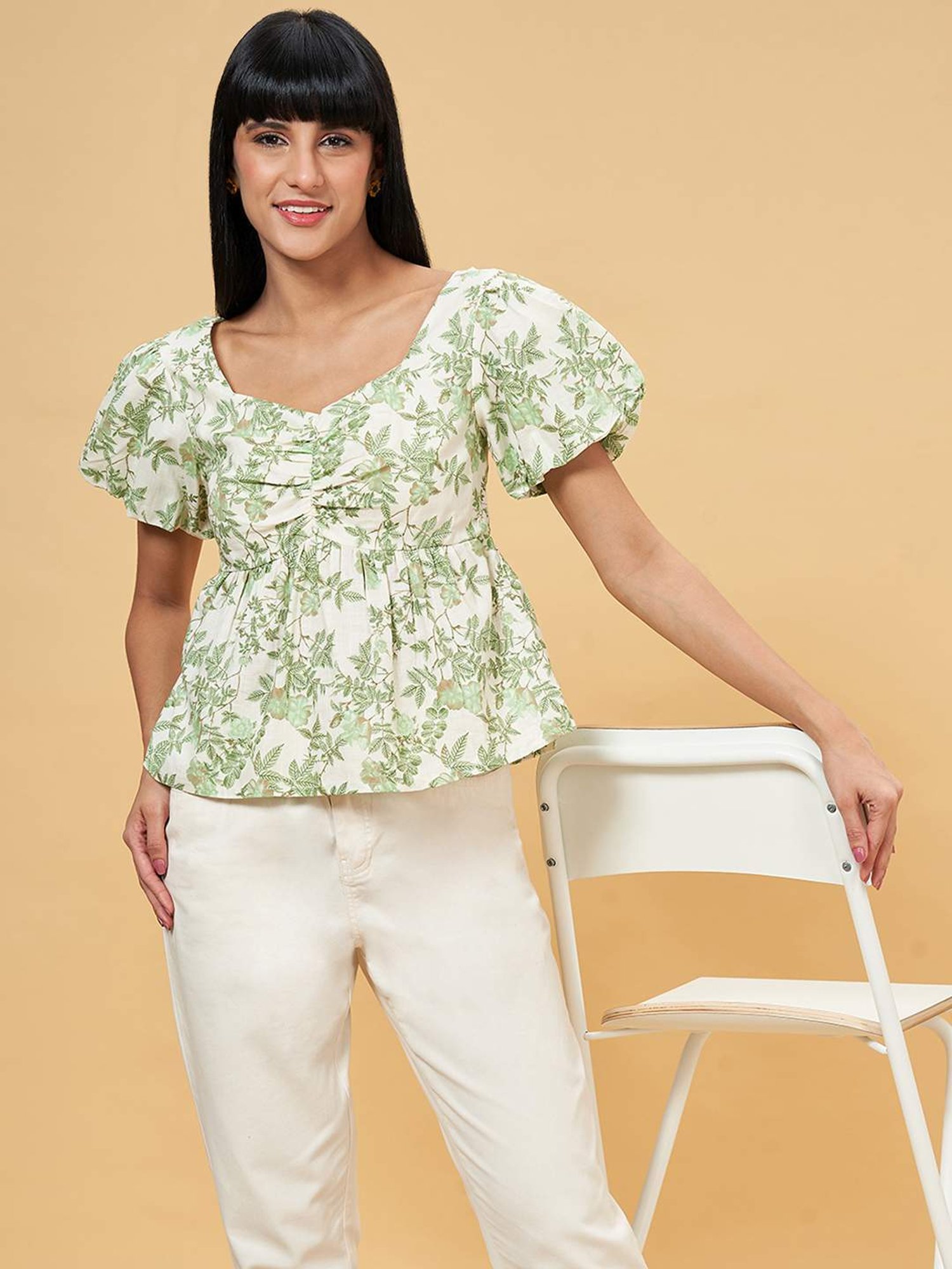 Honey by Pantaloons Whisper White Floral Print Top