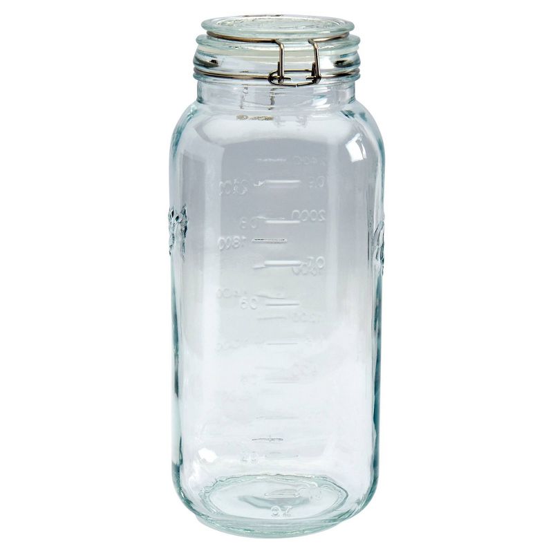 Grant Howard 51091 102 Ounce Classic Wide Mouthed Embossed Glass Mason Storage Jar Storage Container with Airtight Screw On Closing Lid