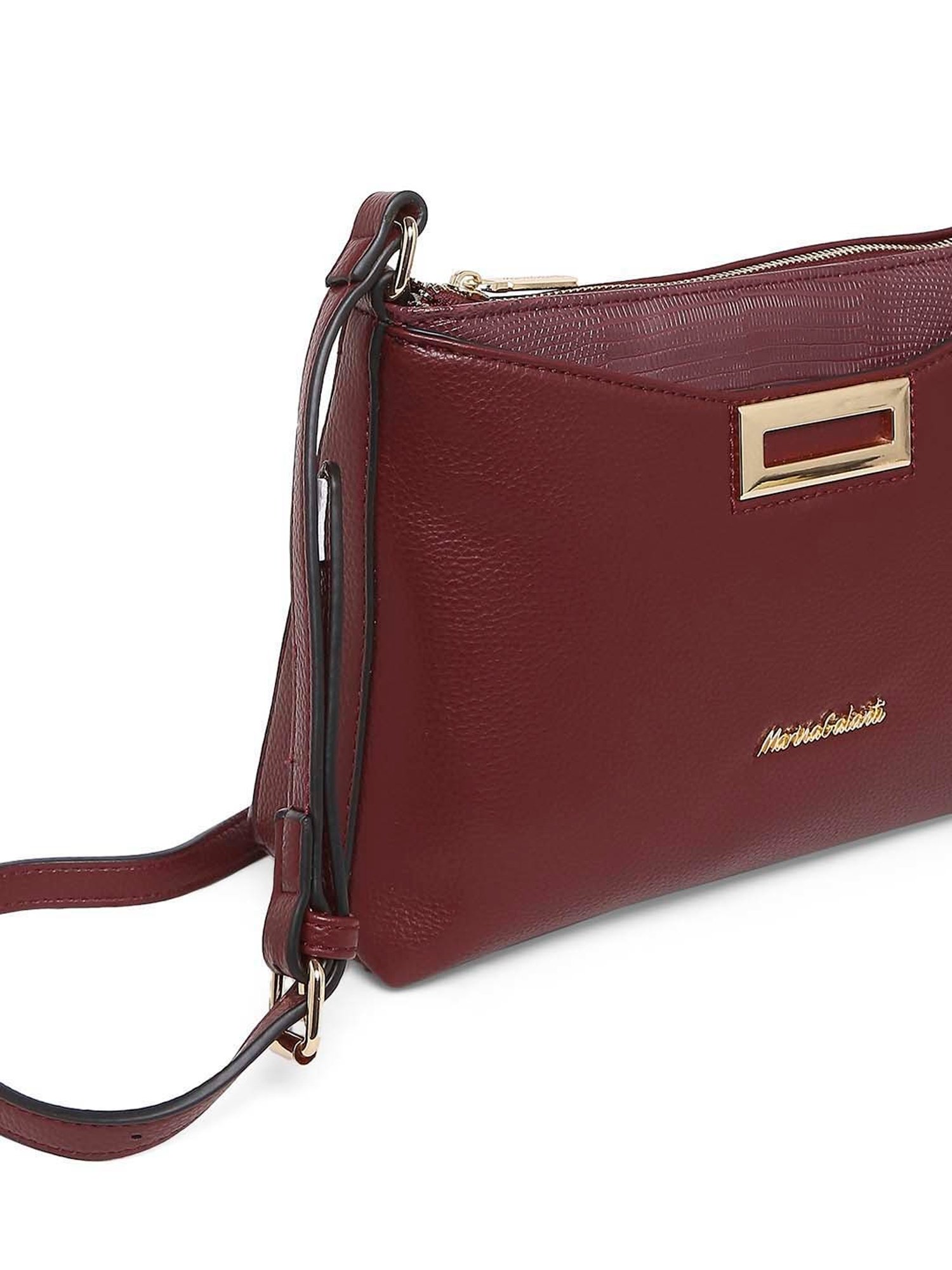 Marina Galanti Maroon Solid Medium Sling Handbag
