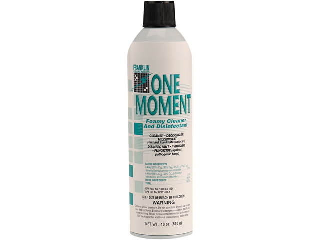 Franklin Cleaning Technology FRK F803215 One Moment Foamy Cleaner and Disinfectant, Citrus, 18oz. Aerosol Can, 12 / CT