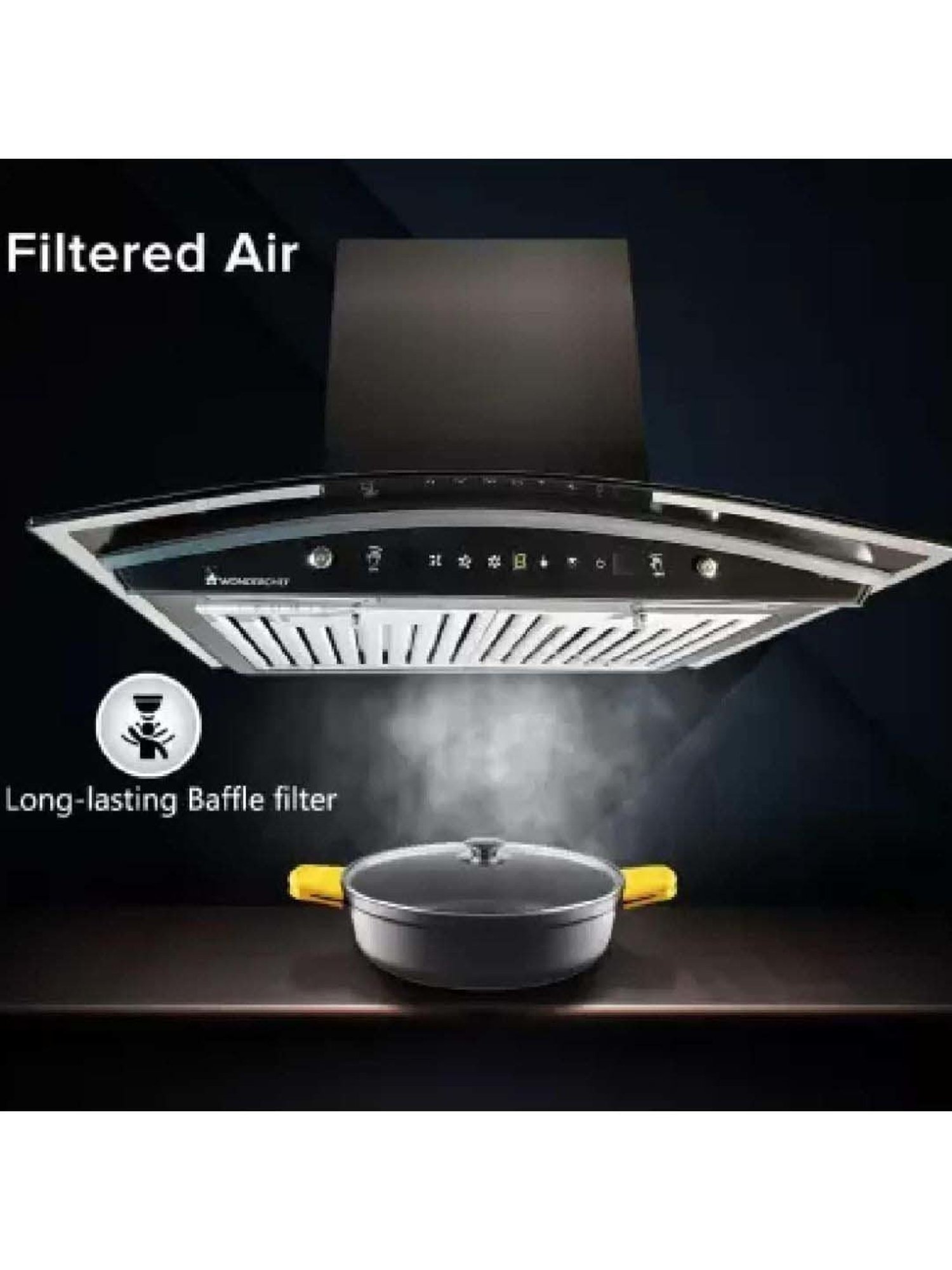 Glen CH6076AC75 1400CMH 75cm Wall Mounted Chimney (Black)