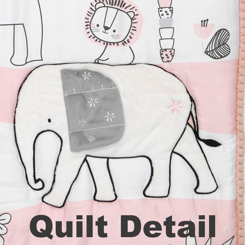 Lambs & Ivy Happy Jungle Pink/White Safari Nursery 5-Piece Crib Bedding Set