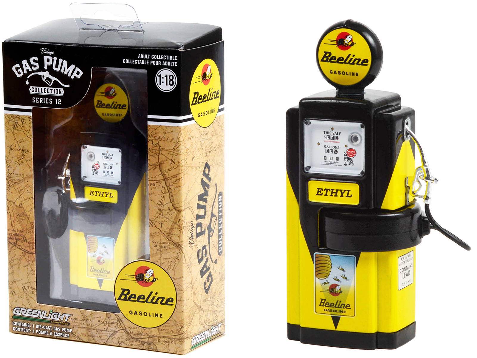 "Studebaker" Vintage Cylinder Gas Pump 1/18 Diecast Replica by Road Signature