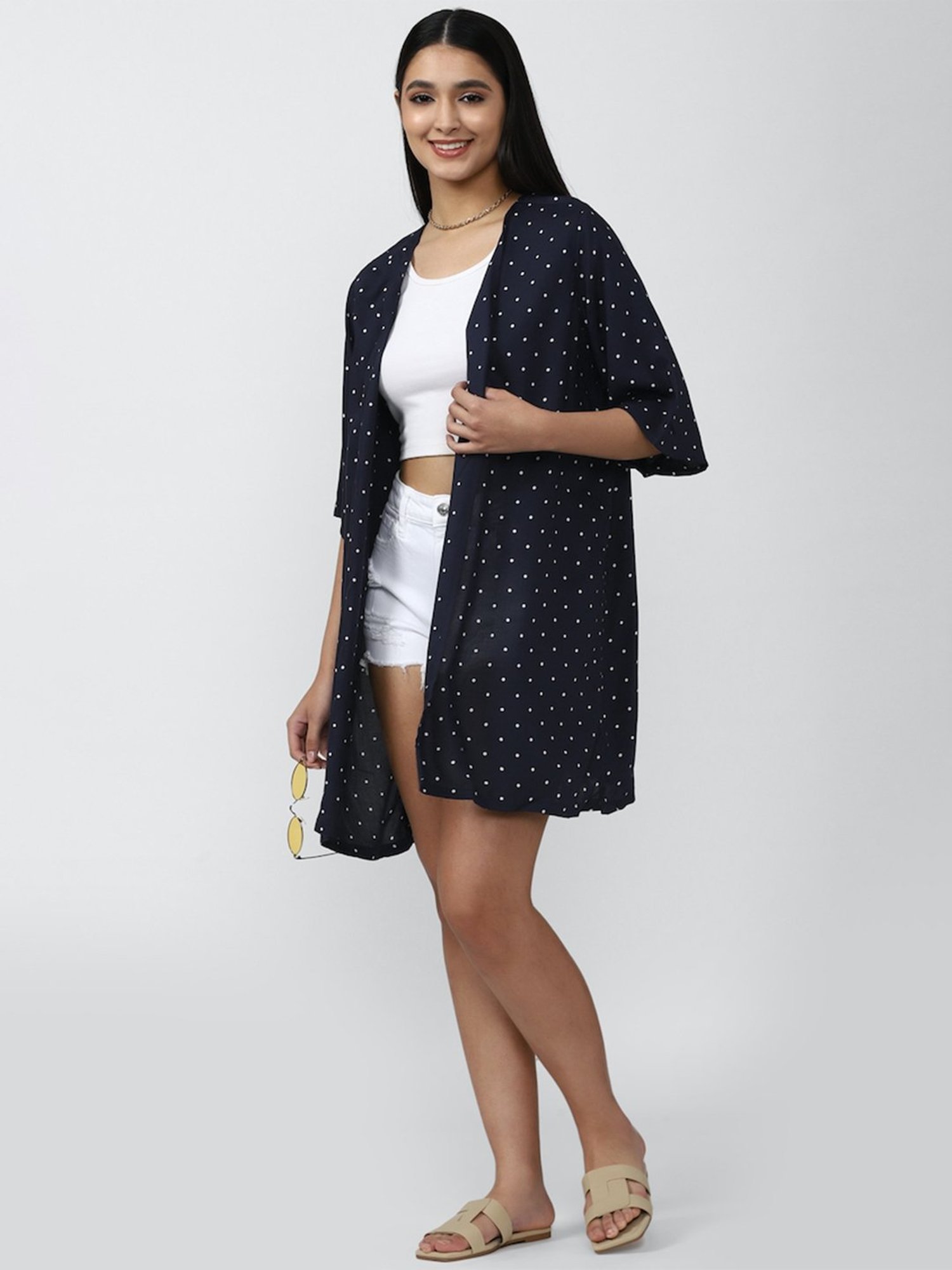 Forever 21 Navy Printed Shrug