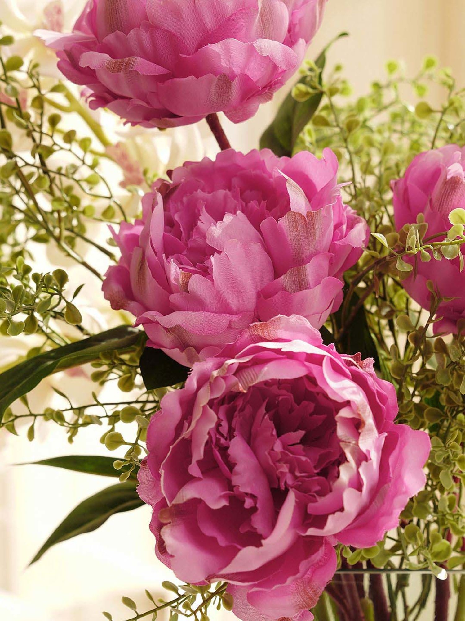 Pure Home and Living Dark Pink Plastic Artificial Peony Flower Stem