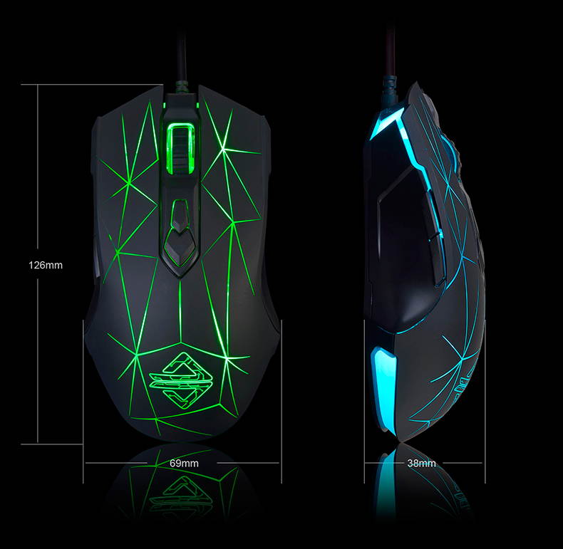 Ajazz AJ52 Watcher RGB Backlit Ergonomic Gaming Mouse, 2500 DPI A5050 7 Programmable Buttons Wired Gaming Mice for Windows Mac OS Linux, Competitor White Star