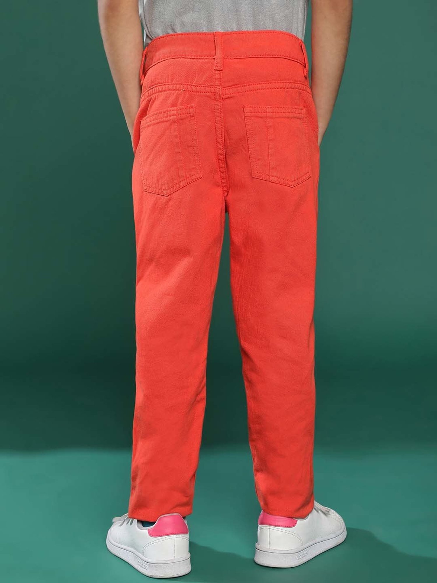 Tales & Stories Boys Red Cotton Slim Fit Trousers