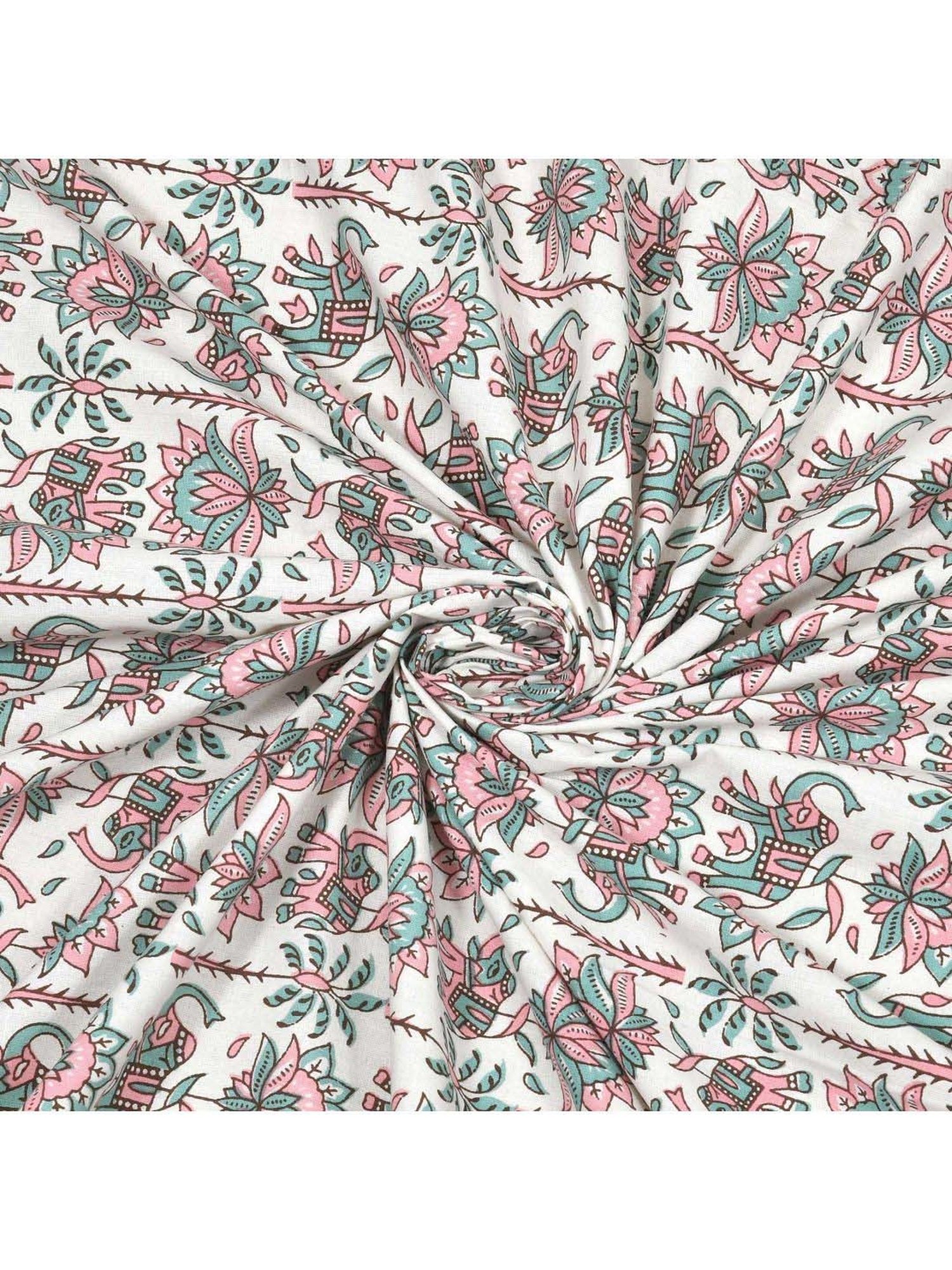 JaipurFabric Teal Cotton 180 TC Double Bedsheet with 2 Pillow Covers