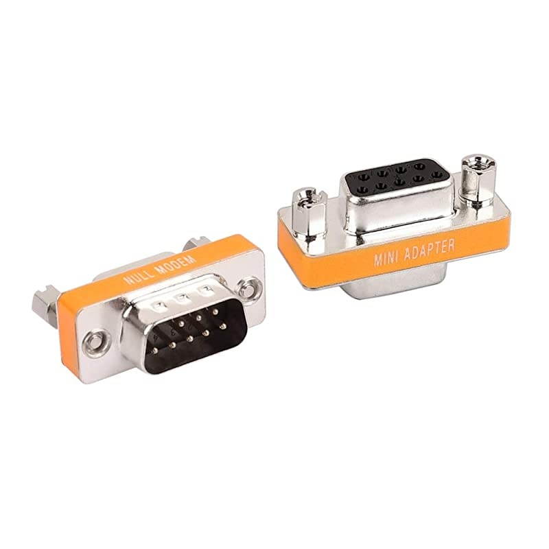 Null Modem Adapter RS232 Male to Female Serial Mini Cable Gender Changer Coupler Connector 2 Pack