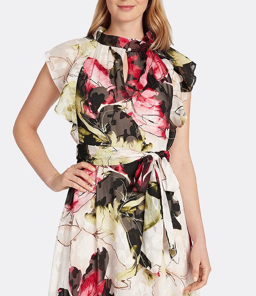 White Boho Stripes & Floral Print Floor Length Tank Dress