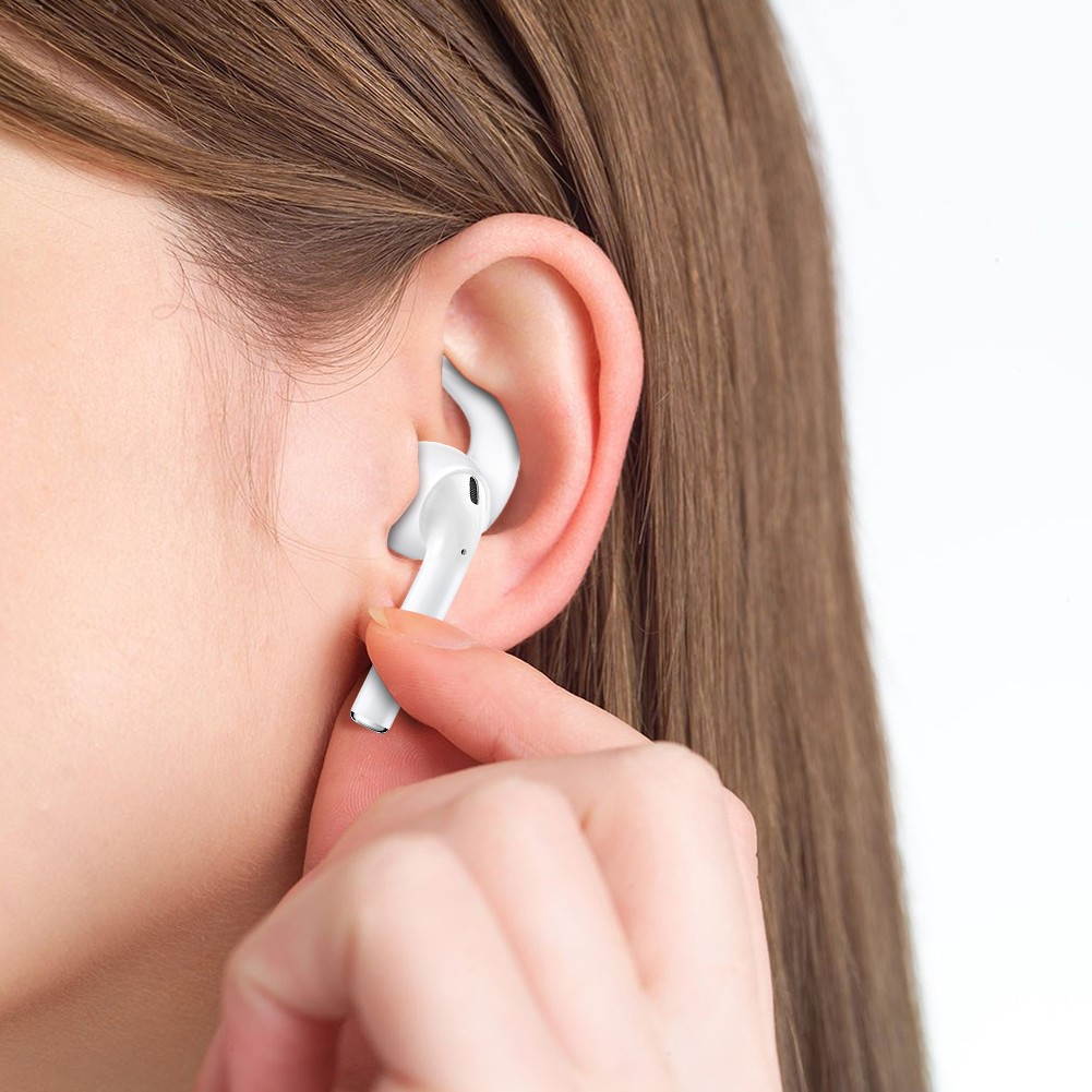 Dodocool Replacement Soft Silicone Antislip Ear Hook Earbuds Tips for Apple EarPods and AirPods 3 Pairs S/M/L White