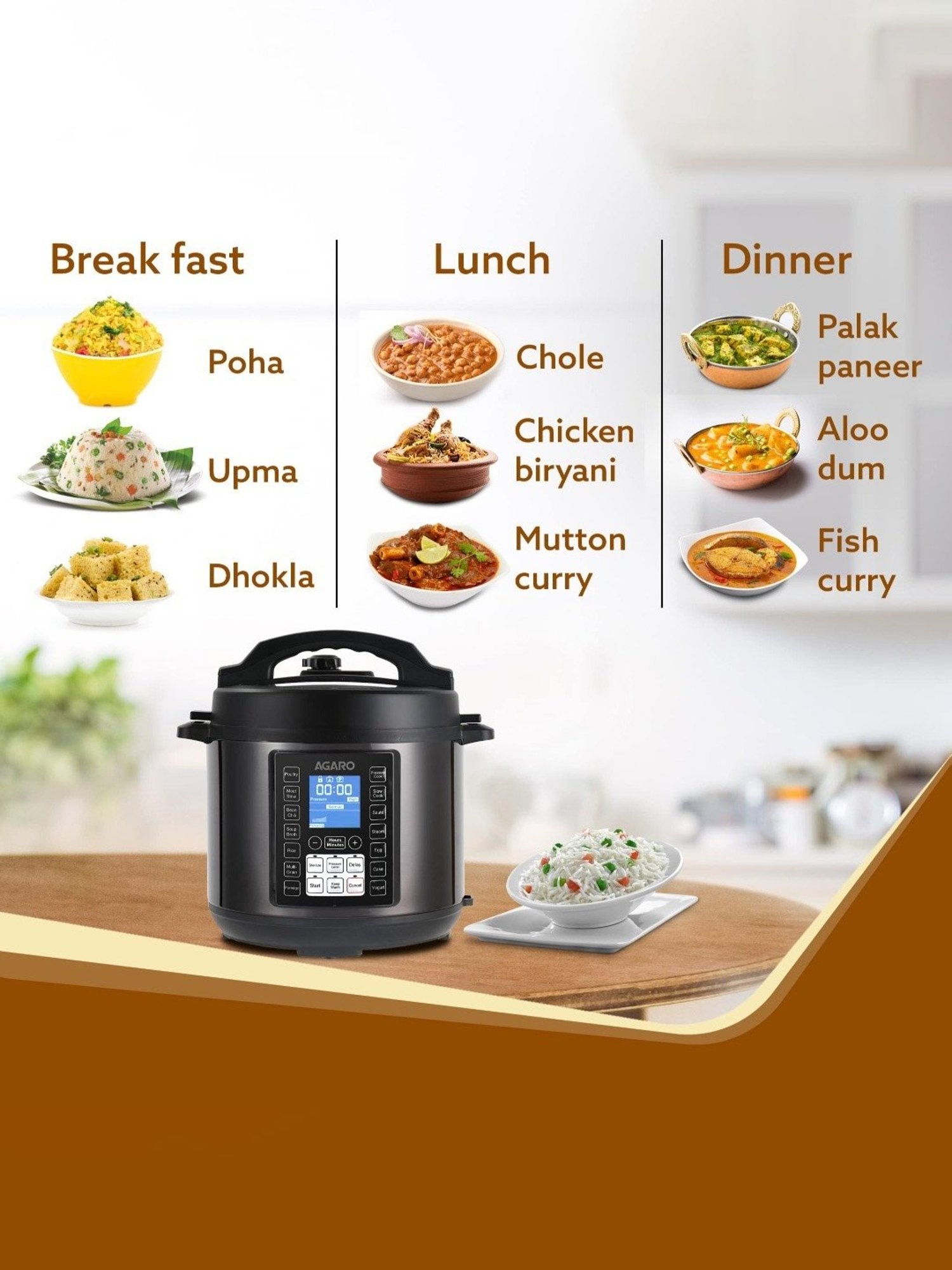 Agaro Imperial Electric Pressure Cooker 8 L with 14 Pre Set multi Cooking Functions(Black)