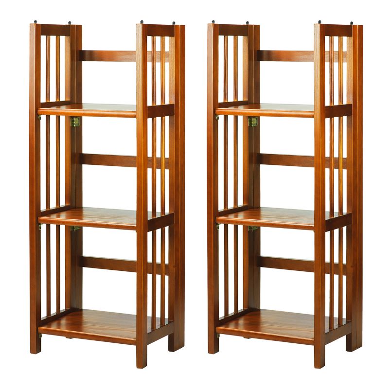 Casual Home 331-35 3 Shelf 14 Inch Folding Office Wood Decorative Furniture Bookcase, Honey Oak (2 Pack)