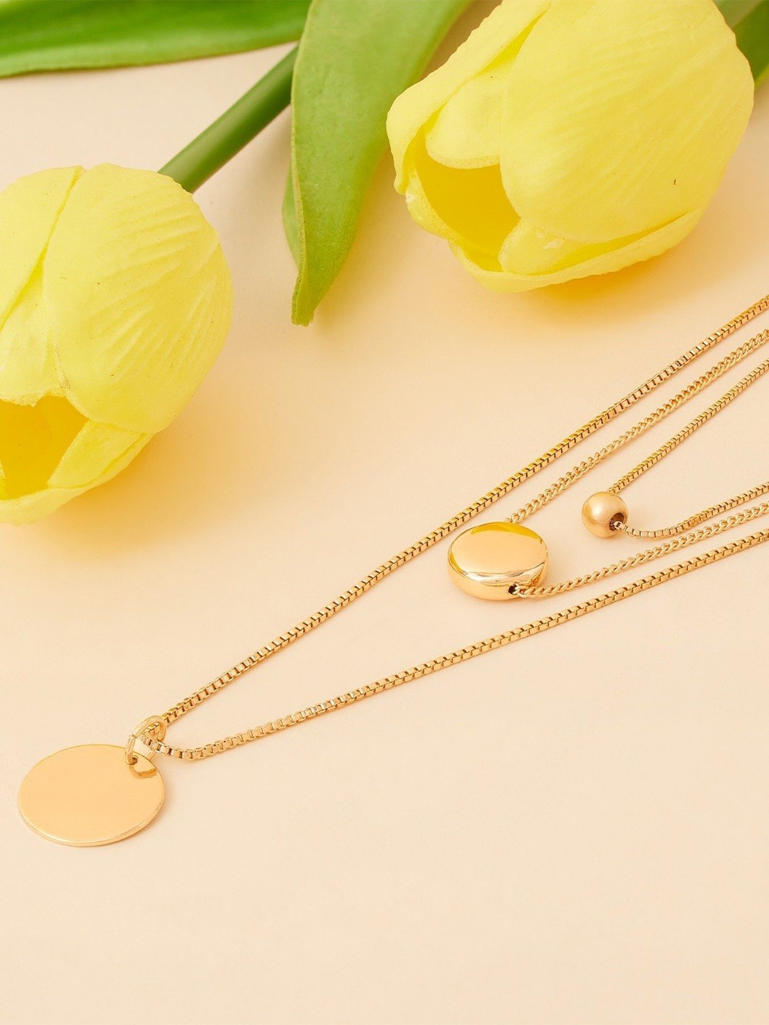 ToniQ Gold-Plated White Baroque Choker Necklace for Women