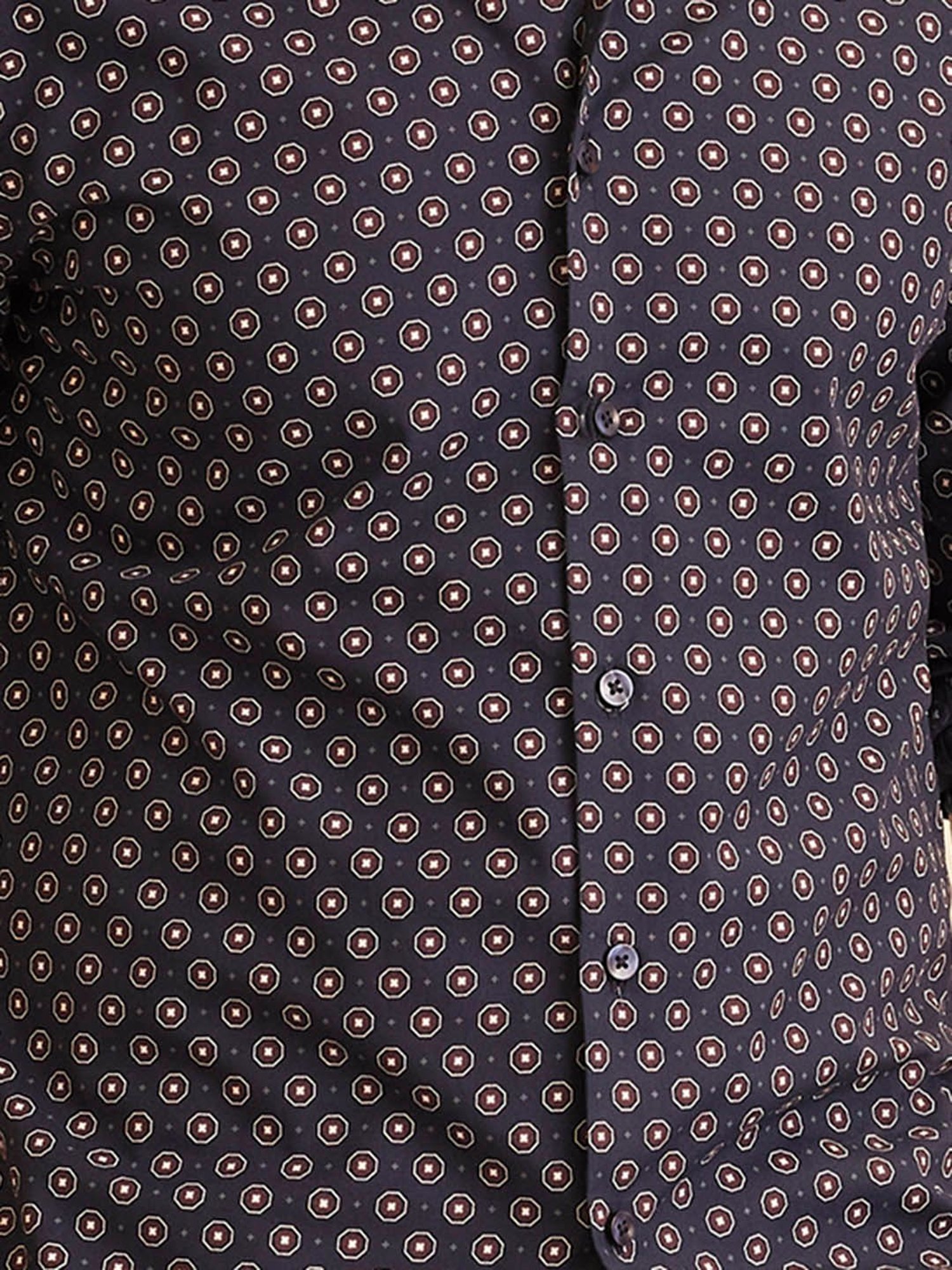 The Bleu Label Navy Slim Fit Printed Shirt