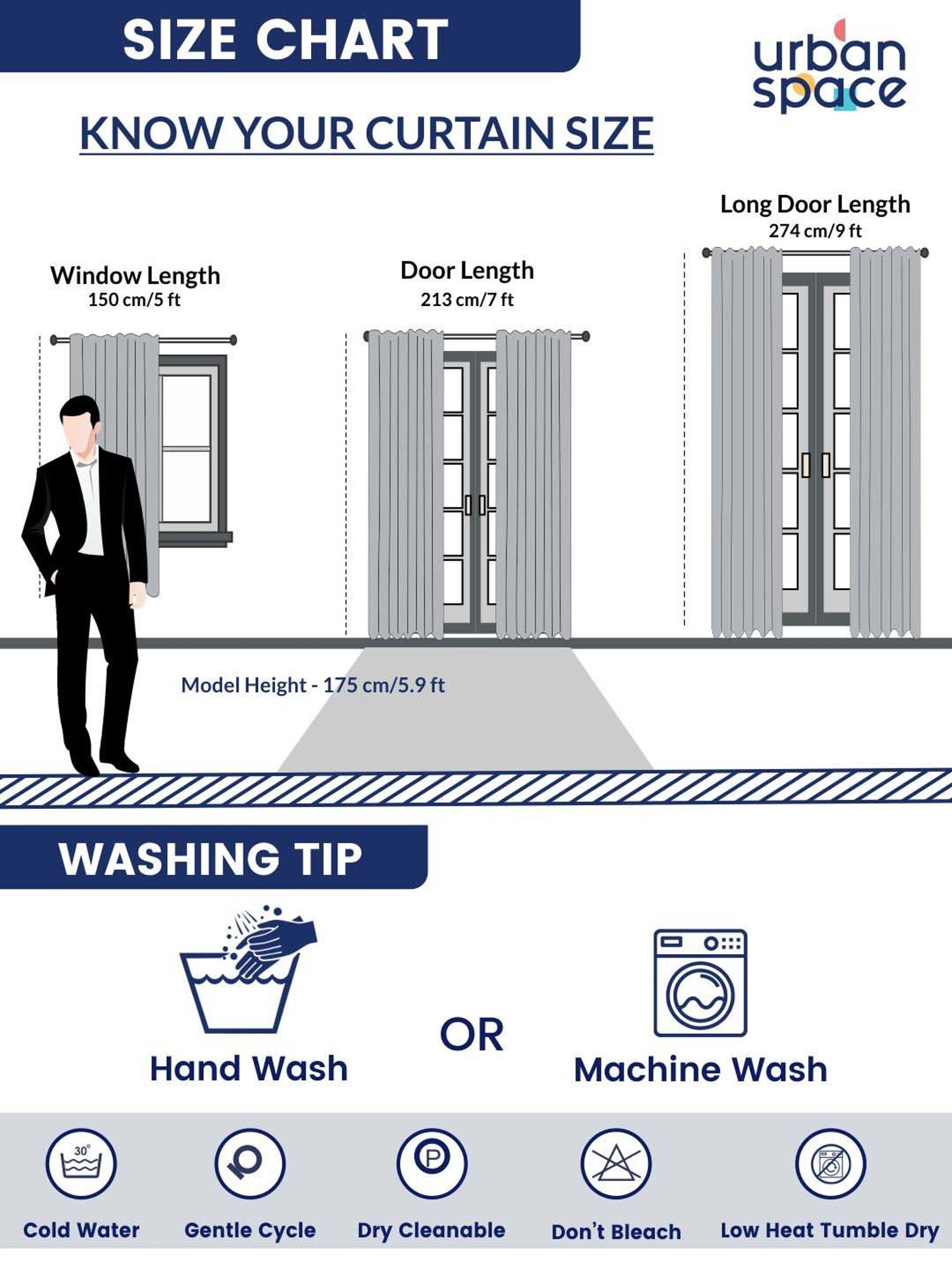 Urban Space Beige Cotton Black Out Window Curtain - Set of 2