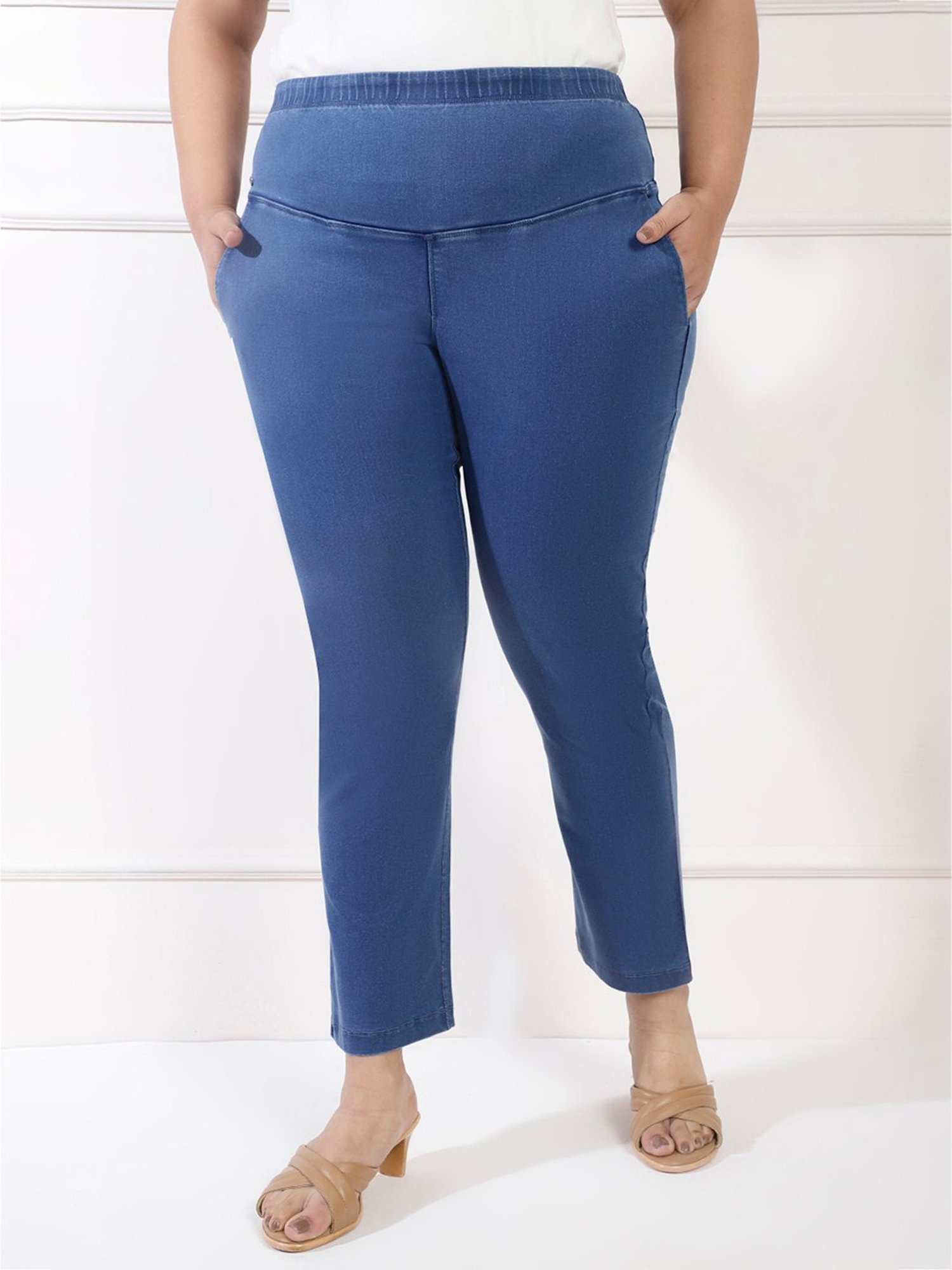 Amydus Blue Straight Fit High Rise Jeans