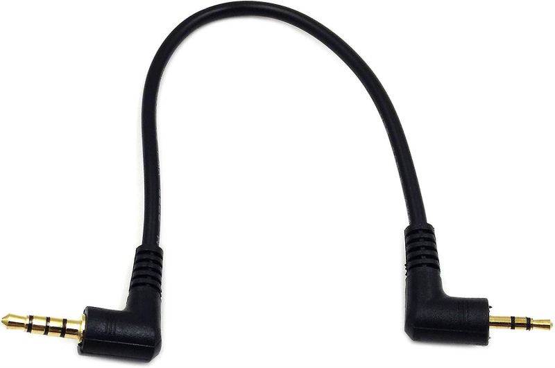 Poyiccot 90 Degree Right Angle 3.5mm 4 Pole Male to 2.5mm 3 Pole Male Headset Stereo Audio Aux Extender Stereo Jack Cable 20cm (3.5 M/ 2.5 M)