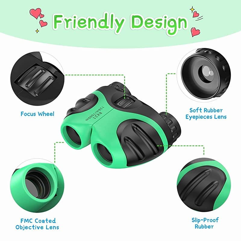 Binoculars for Kids Outdoor Toys for 312 Years Old Kids 8X21 High Resolution Compact Waterproof Bird Watching Foldable Binocular Perfect for TravelCampingHikingBirthday XmasYellow