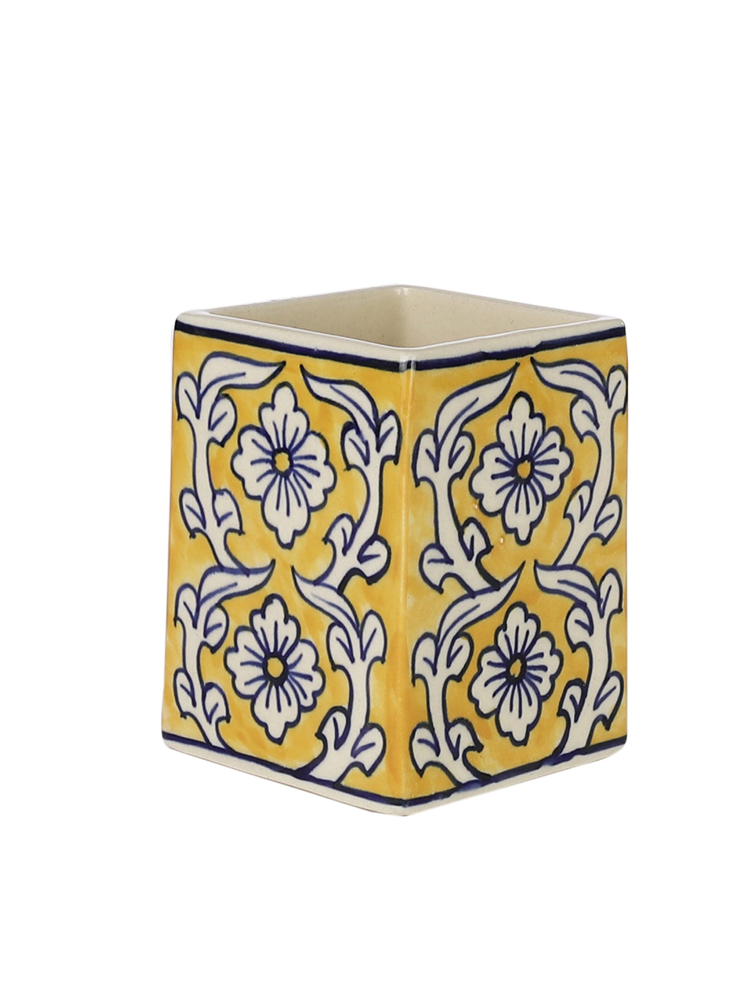 VarEesha Yellow Wood Square Cutlery Holder - Set of 1