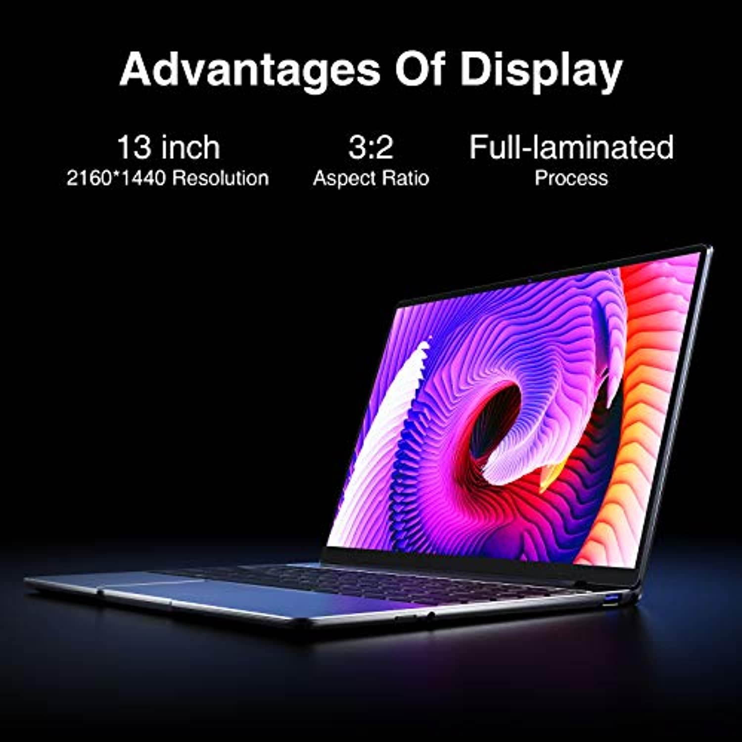 CHUWI CoreBook Pro Windows 10 Laptop Computer, 13 inch 2K IPS Display, 8G RAM / 256GB NVMe SSD with Intel Core i3 Processor Notebook, Support PD Charge